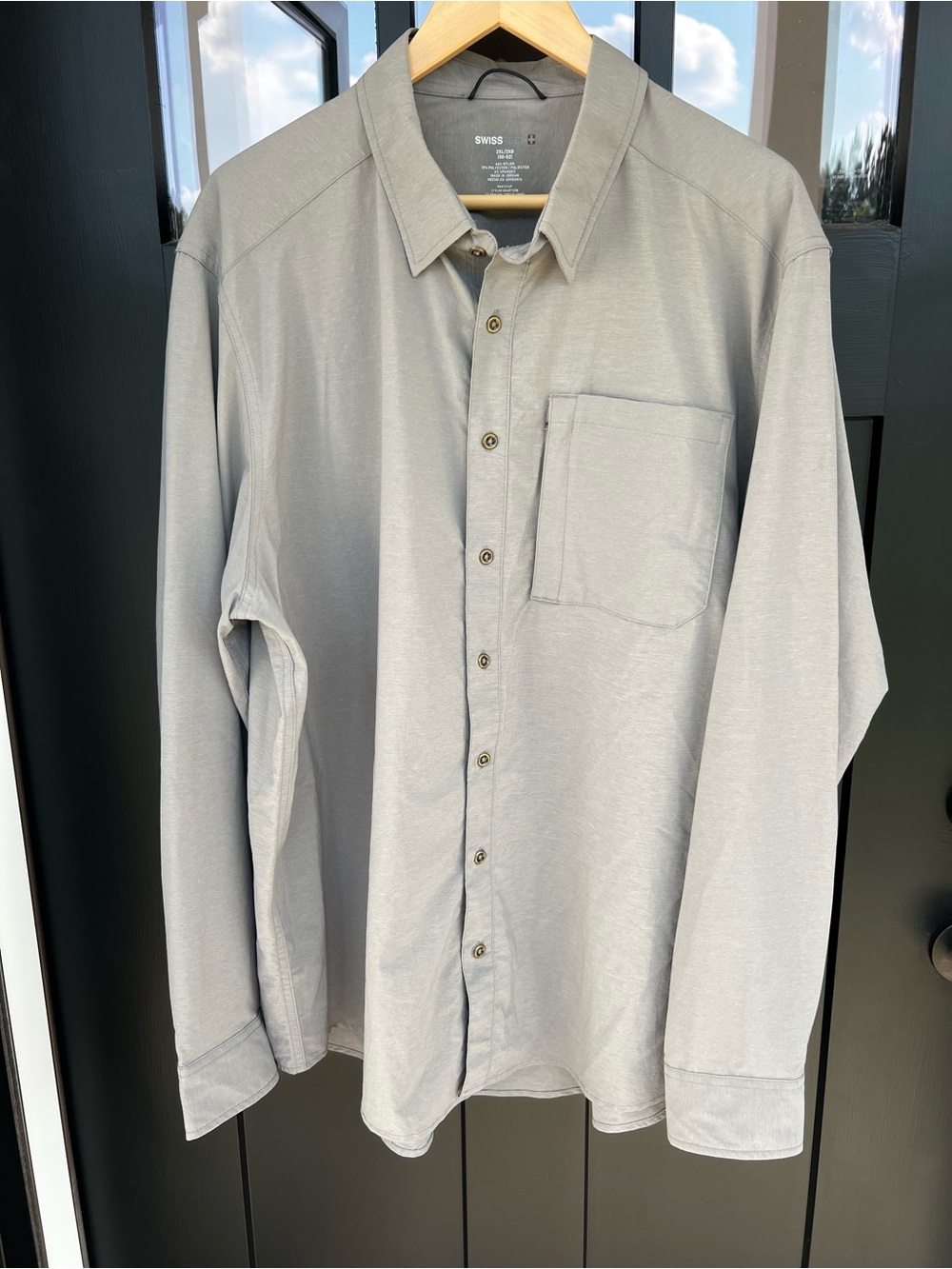 Swiss Tech Men's Light Gray Long Sleeve Button-Down Shirt Size 2XL